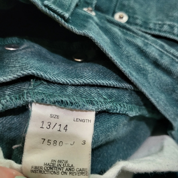 Vintage 90s Women’s Jordache Original Jeanjer Green Button Fly Jeans Size 13/14 - Picture 8 of 10